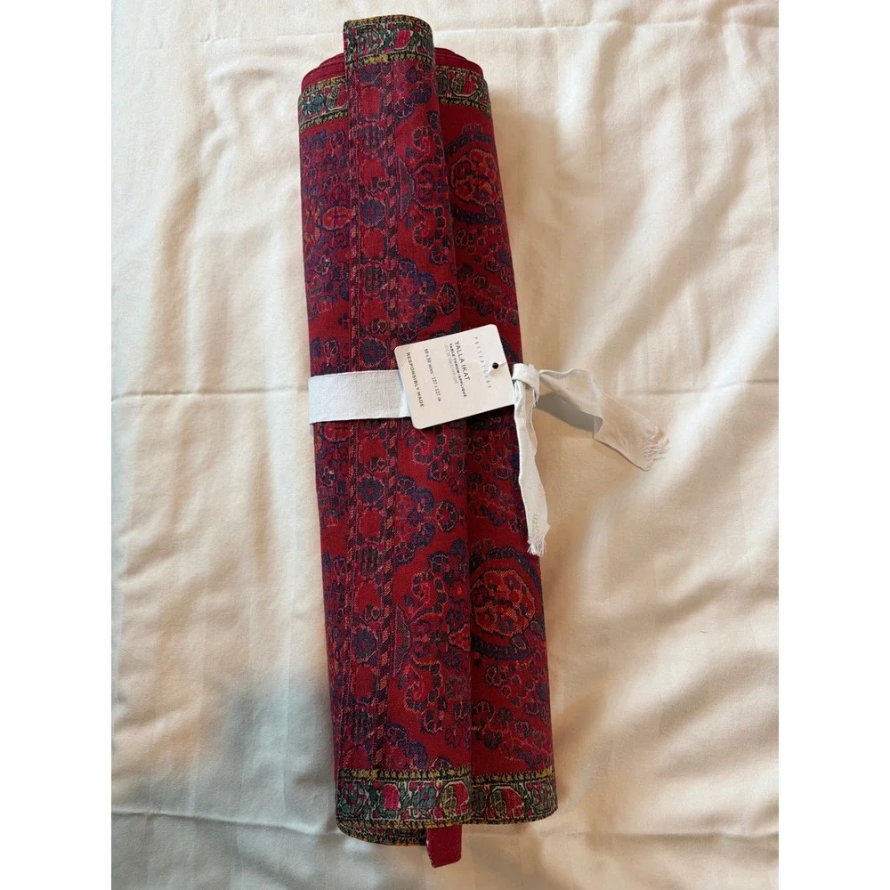 Pottery Barn Yalla Ikat Red Linen Cotton Table Runner 18x108 NWT 4073336